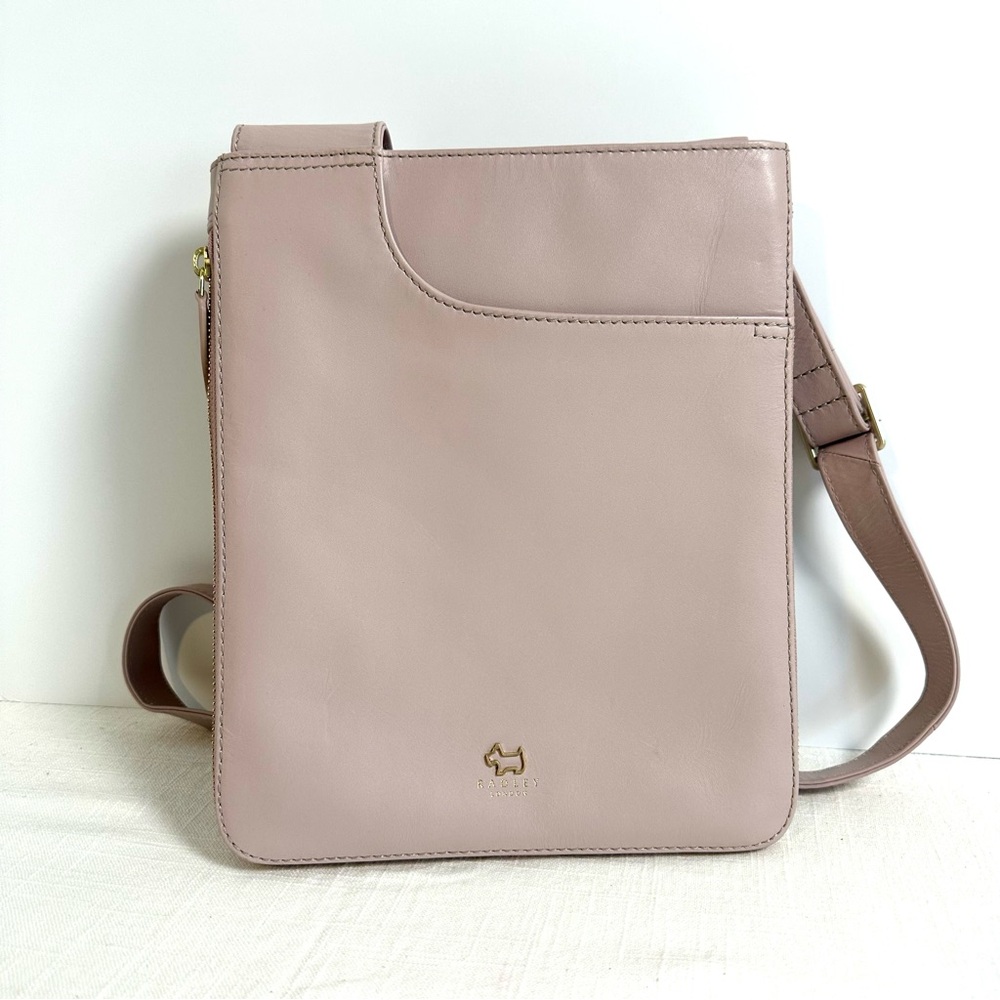 Radley London Leather Pocket Medium Zip-Around Crossbody- Prairie Pink